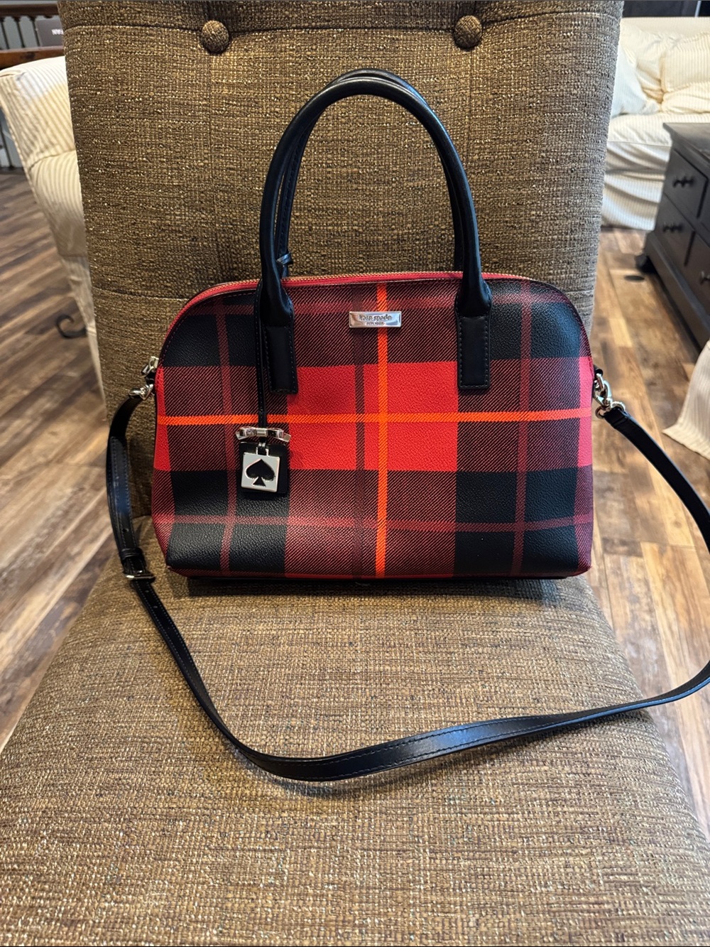 Kate spade bridgewater drive buffalo check plaid Rachelle crossbody tote bag